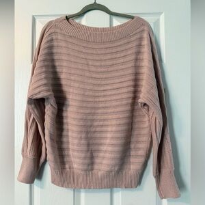 SHEIN Pink Crew Neck Sweater with Ribbed Texture